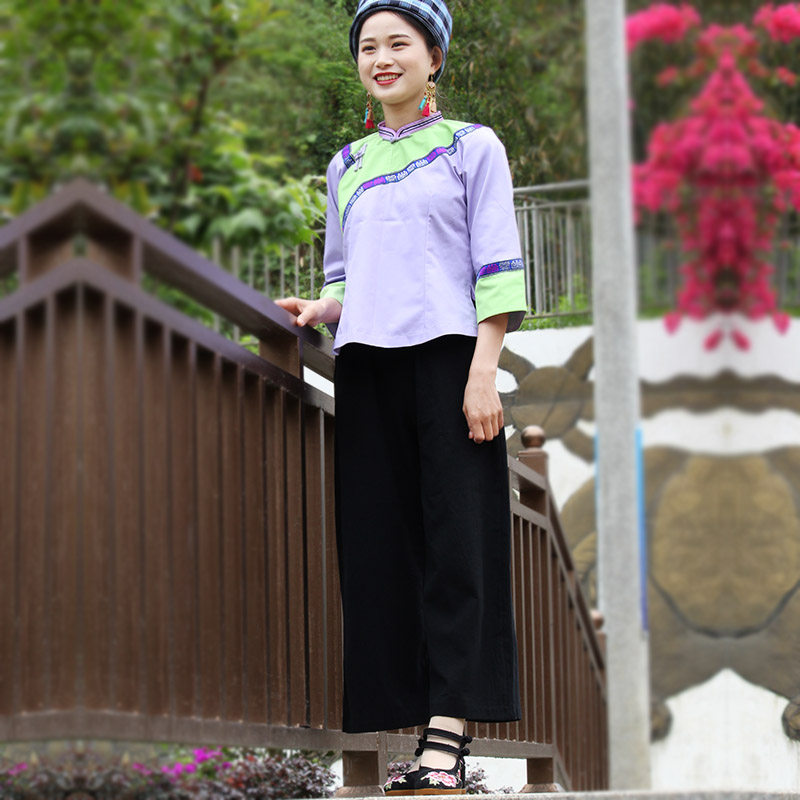 布衣服装民族风女装上衣唐装贵州少数民族修身盘扣两民族服装