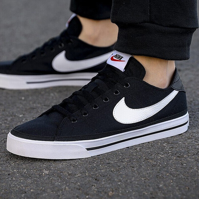 nike耐克正品男鞋2021秋季新款低帮黑色帆布鞋透气鞋子复古板鞋