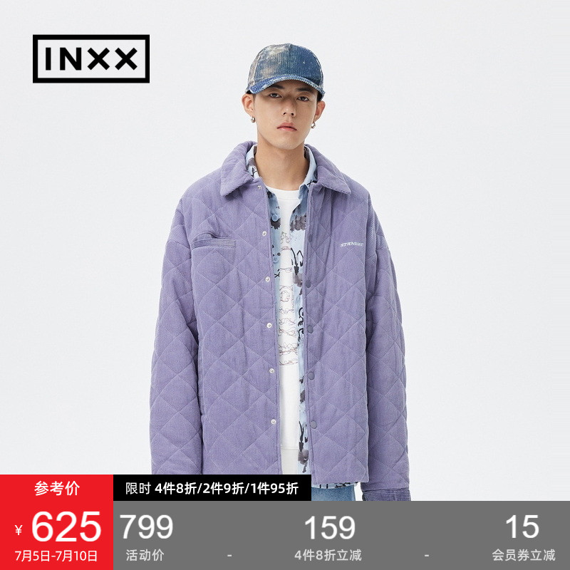 【INXX】STAND BY潮牌灯芯绒外套刺绣菱形纹情侣同款加厚翻领棉衣