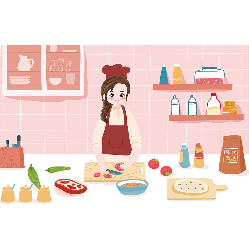 厨房墙壁防油防火贴纸卡通墙纸防水自粘油烟墙贴