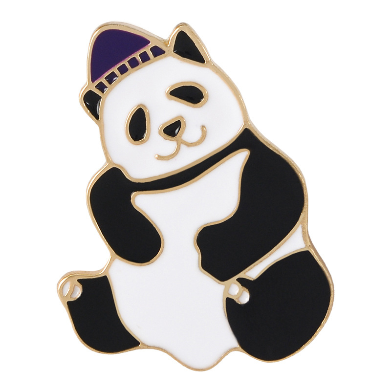 aliyastore呆萌动物可爱大熊猫胸针徽章趣味全新饰品胸针