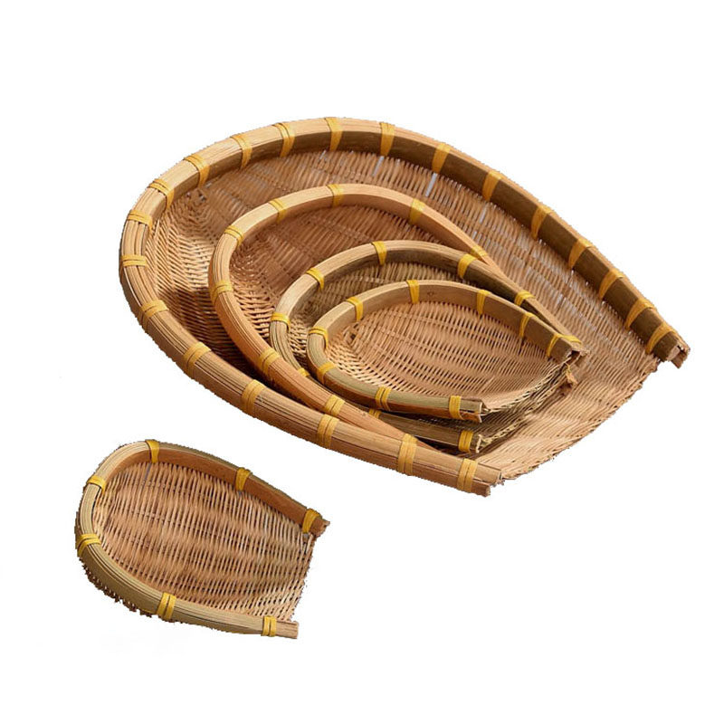 果盘竹筐竹编筲箕竹篮家用畚箕沥水筐小竹筛子果盆