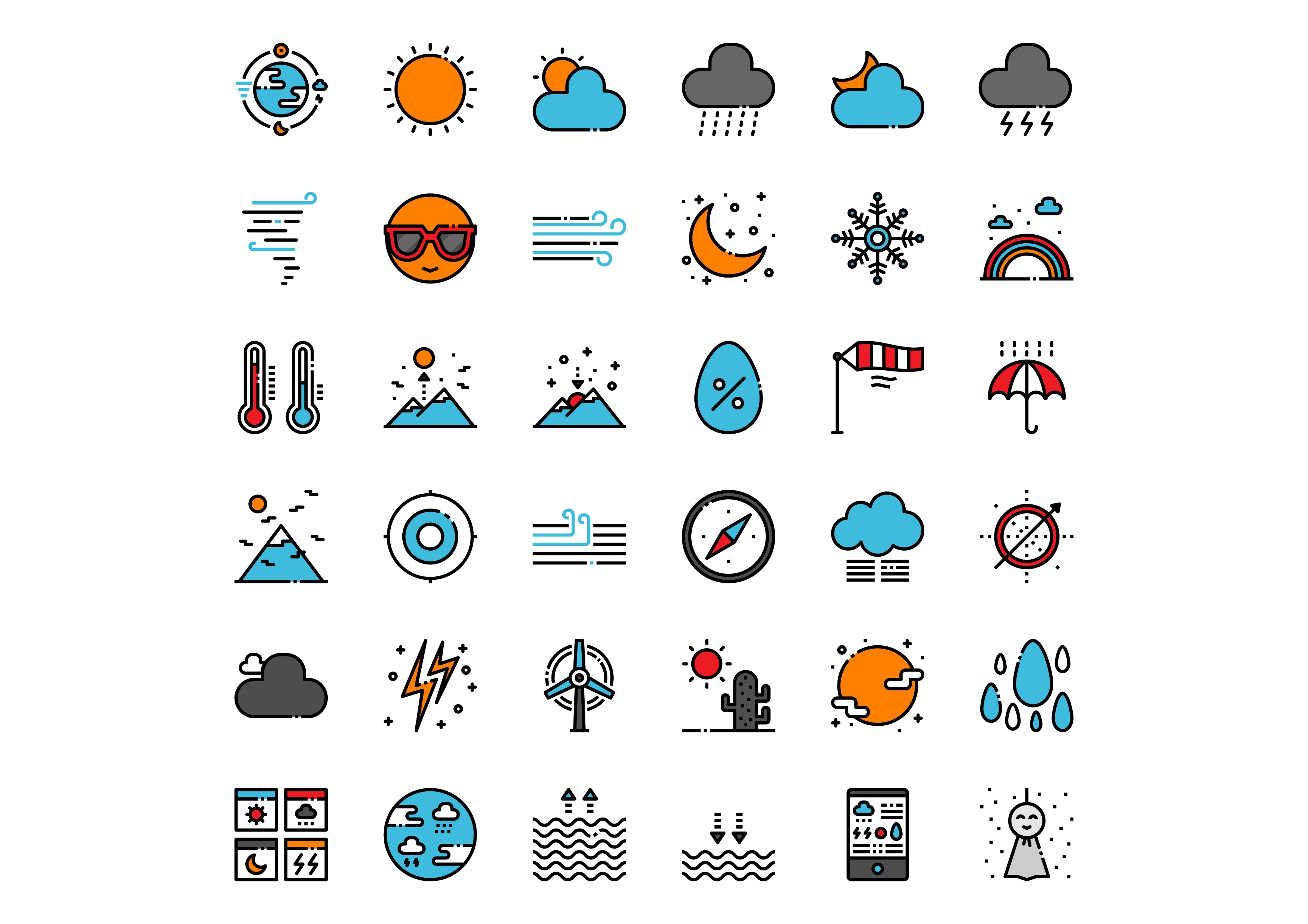 简约线性天气预报图标图案icon集合ai矢量png设计素材