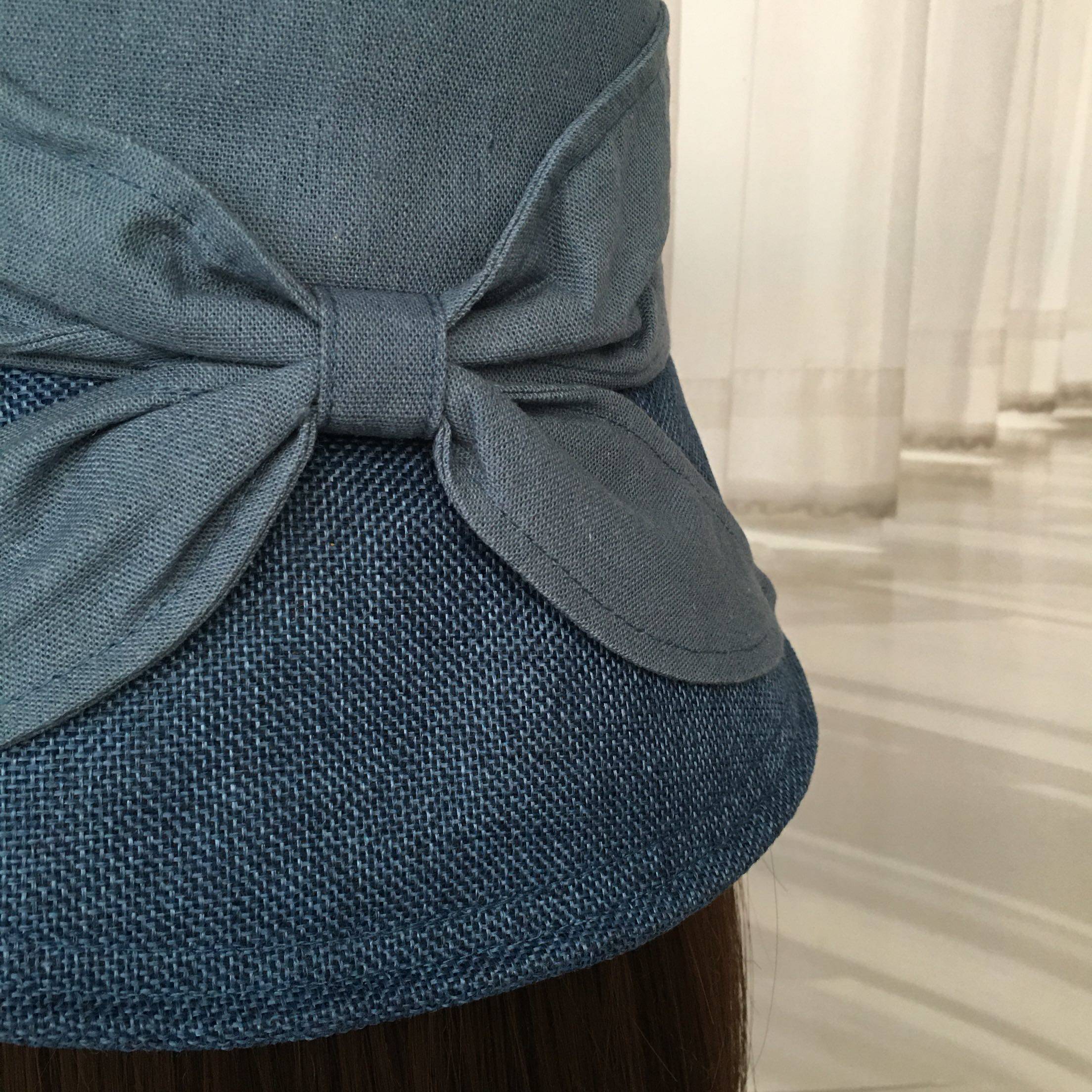 包邮出口日本本日棉麻百搭显脸蝴蝶结防晒大檐帽子