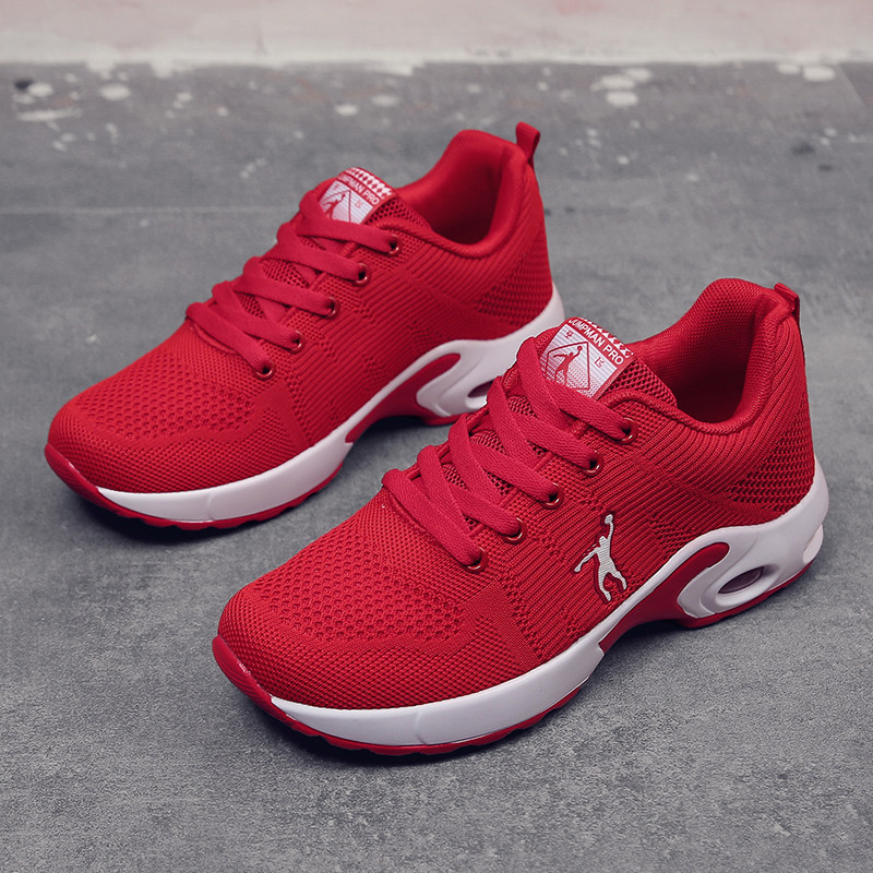 乔丹格兰中年网鞋女本命年女鞋鞋子红色运动鞋气垫运动休闲鞋