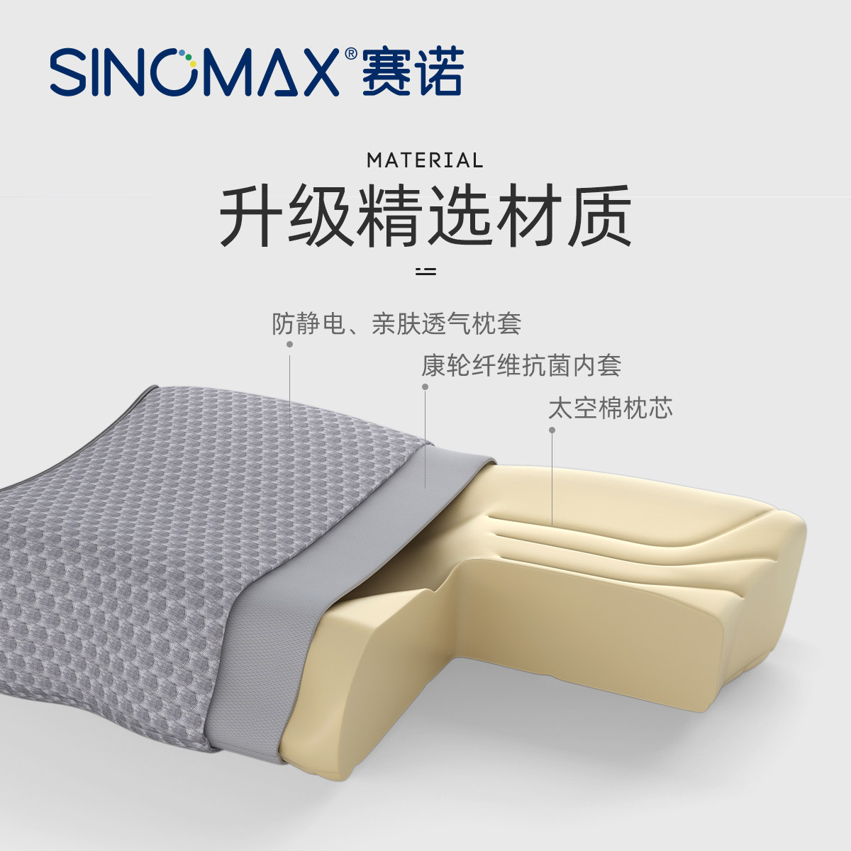 sinomax赛诺蝶形记忆枕头5d枕慢回弹颈椎保健枕头