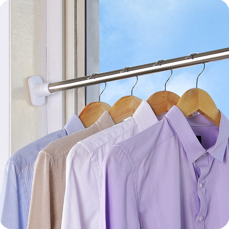 卫生间浴室浴帘杆伸缩杆免打孔直杆型不锈钢晾衣杆子简易窗帘撑杆