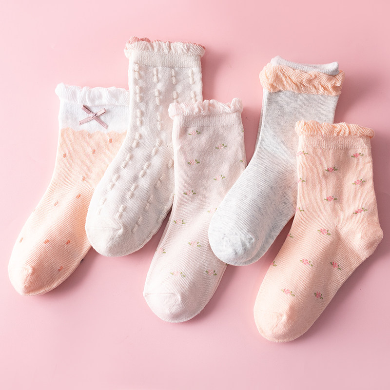 儿童袜子女女童纯棉春秋宝宝中筒筒袜可爱洋气儿童袜子016岁