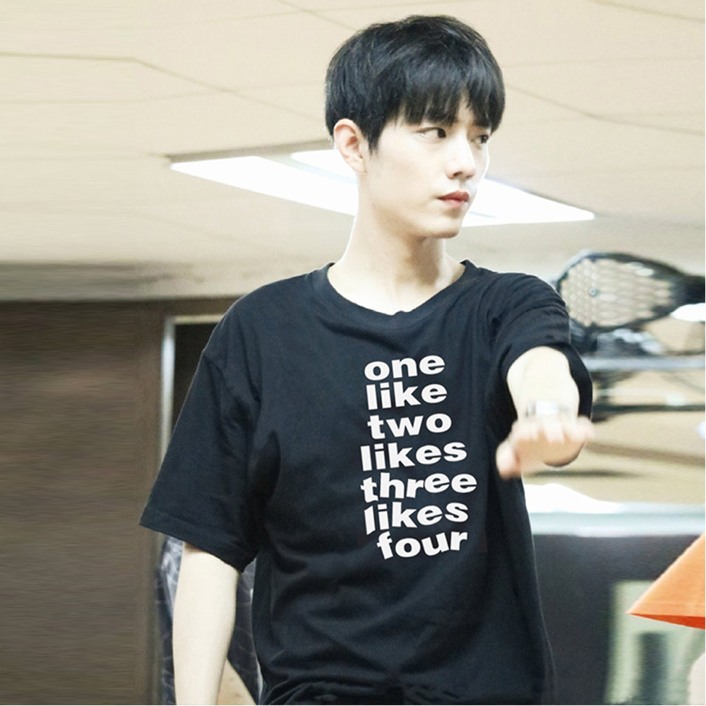 肖战明星同款衣服字母印花短袖男女夏季新款t恤