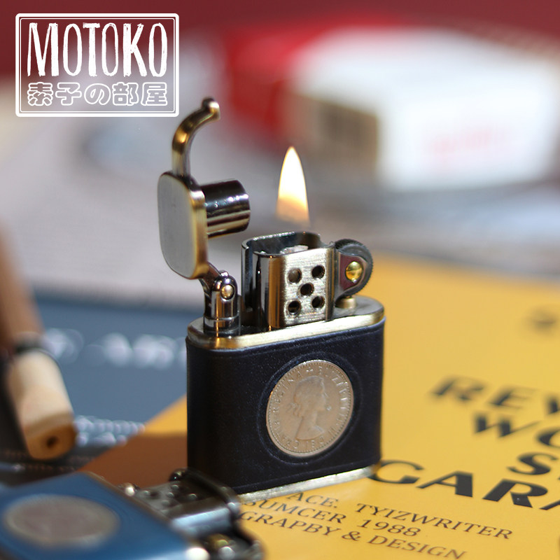 motoko煤油打火机创意老式砂轮复古防风火机个性煤油打火机