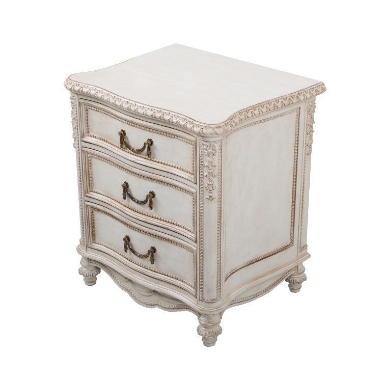 cornerhouse欧式实木做旧雕花床头柜法式贵族复古床头柜