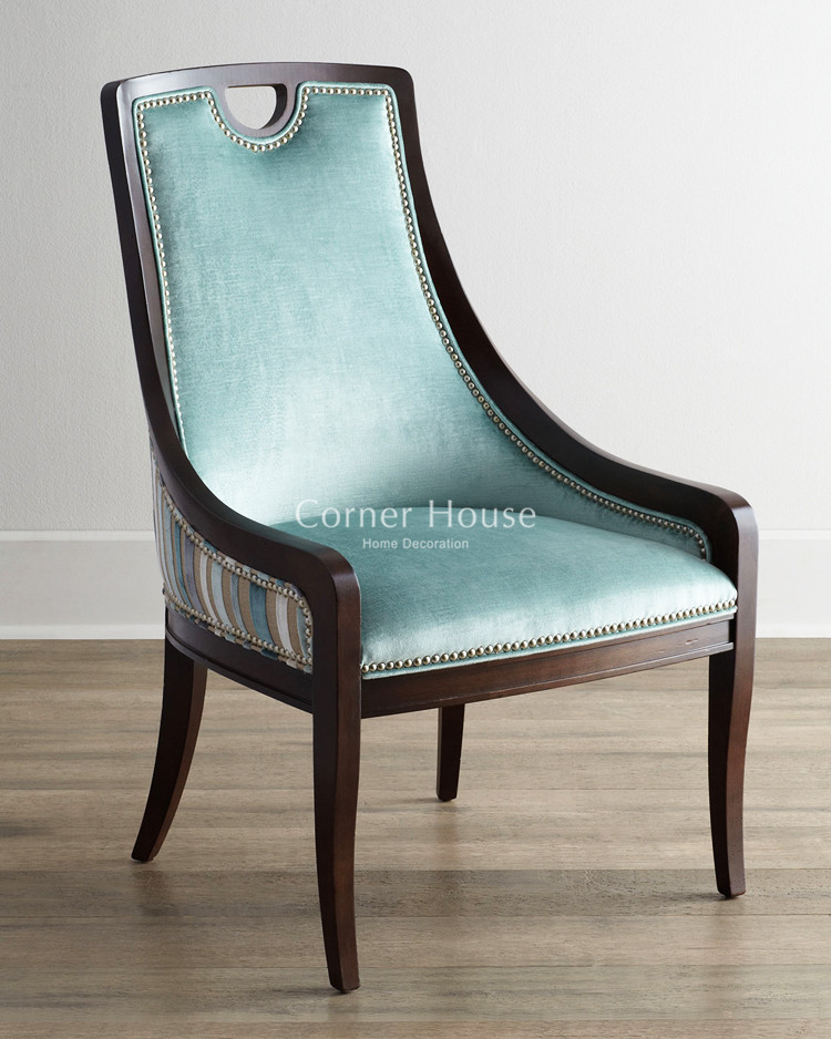 cornerhouse法式布艺软包餐椅家用单人欧式扶手餐椅