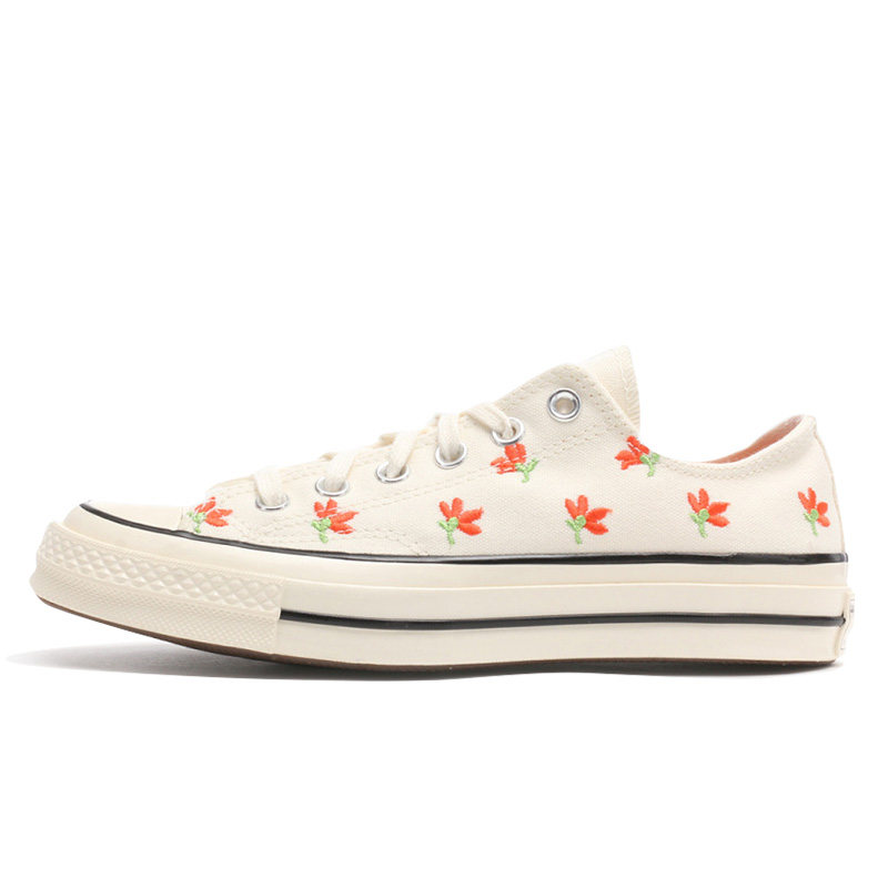 converse匡威女鞋2021夏季新款花卉刺绣小清新低帆布鞋