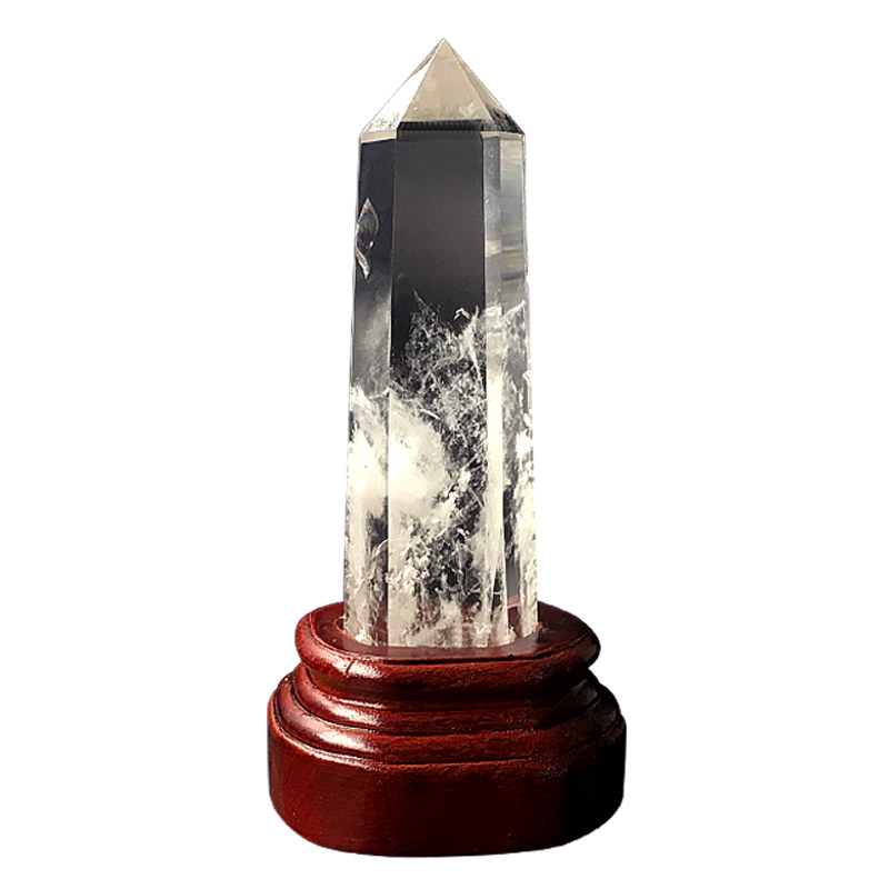 晶立方天然白水晶柱摆件白水晶簇原石居家办公消磁晶柱一图一物