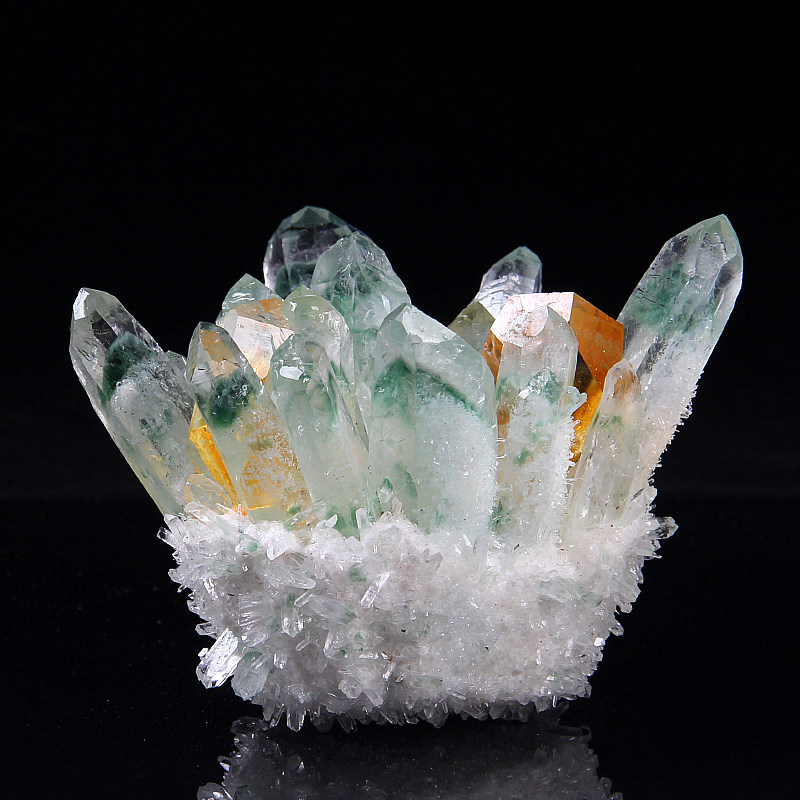 水晶幽灵摆件晶立方晶绿黄幽灵六菱聚宝盆摆件