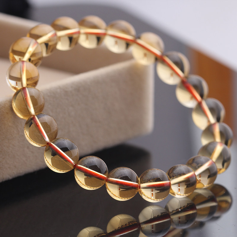 晶立方水晶手链品质款单圈黄晶男女情侣水晶手串饰品手链