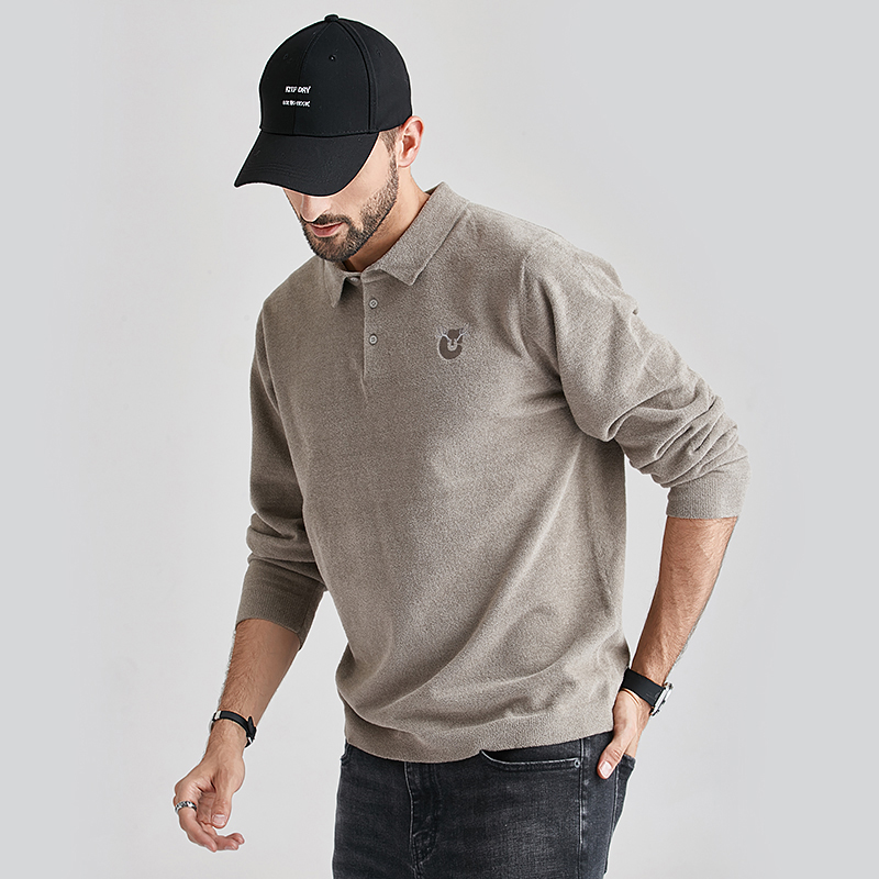 长袖t恤男2021秋季新款翻领纯色打底上衣polo衫秋装休闲春秋衣服