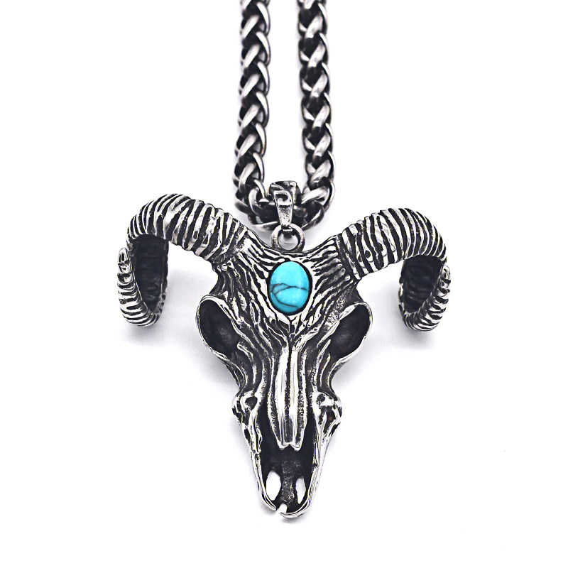 霸气撒旦羊头吊坠项链复古潮人脖子饰品朋克项链