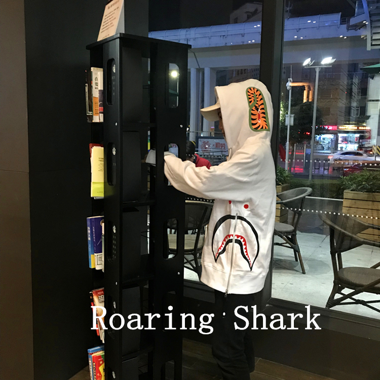 Roaring Shark 侧边拉链迷彩鲨鱼BF风街头套头卫衣男女情侣装外套