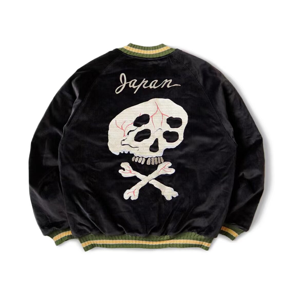 kapital平田和宏21aw骷髅横须贺刺绣丝绒夹棉棒球夹克