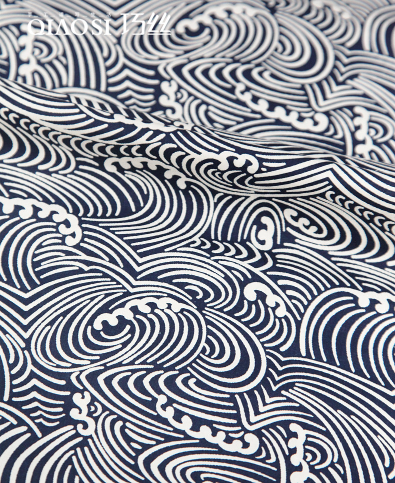 青海海波海浪三重奏3款日本和风全棉印花斜纹海绵垫