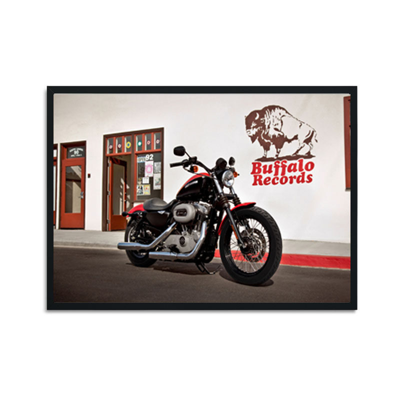哈雷摩托海报装饰画复古机车酒吧赛车俱乐部卧室现代装饰画