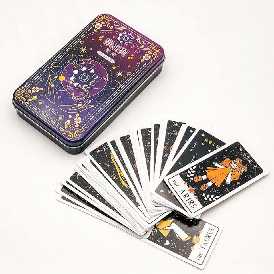新款预言塔罗星座卡命运占卜桌游纸牌扑克铁盒其它棋牌