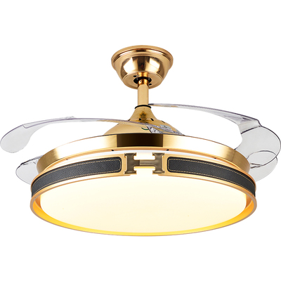 吊扇灯轻奢餐厅隐形扇变频客厅电风扇灯卧室现代家用金色风扇吊灯