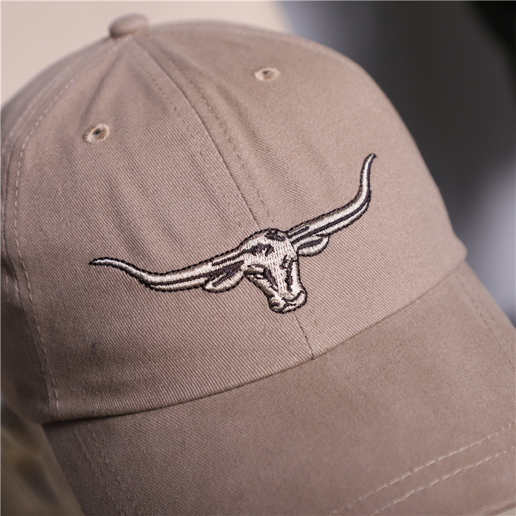 外贸男女水洗棉质运动棒球帽霸气牛头刺绣软顶帽子