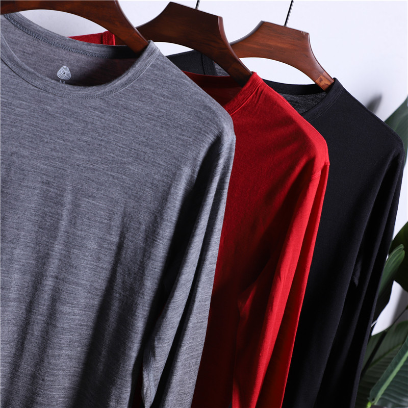 美利奴羊毛男功能内衣长袖运动T恤速干保暖抗菌抑味滑雪打底基层