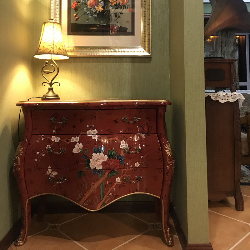 新中式门厅电视柜柜主装饰玄关门口柜门实木门实木门厅