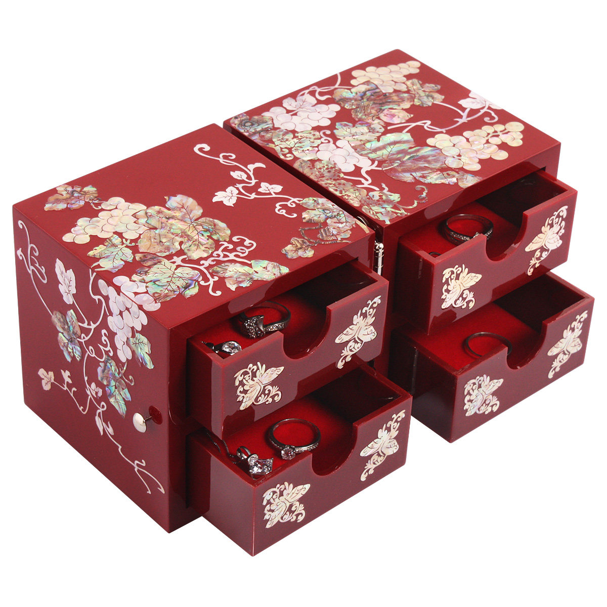 拉薇nrlavie轻奢首饰盒螺钿漆器姊妹贝壳鲍鱼镶嵌首饰盒