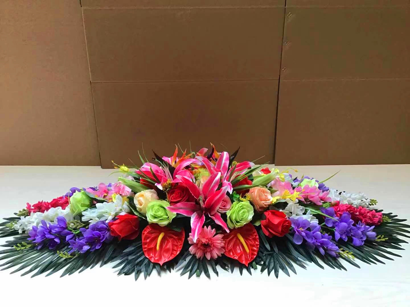 仿真会议桌花假商务用花长桌办公室桌花假花台式仿真花