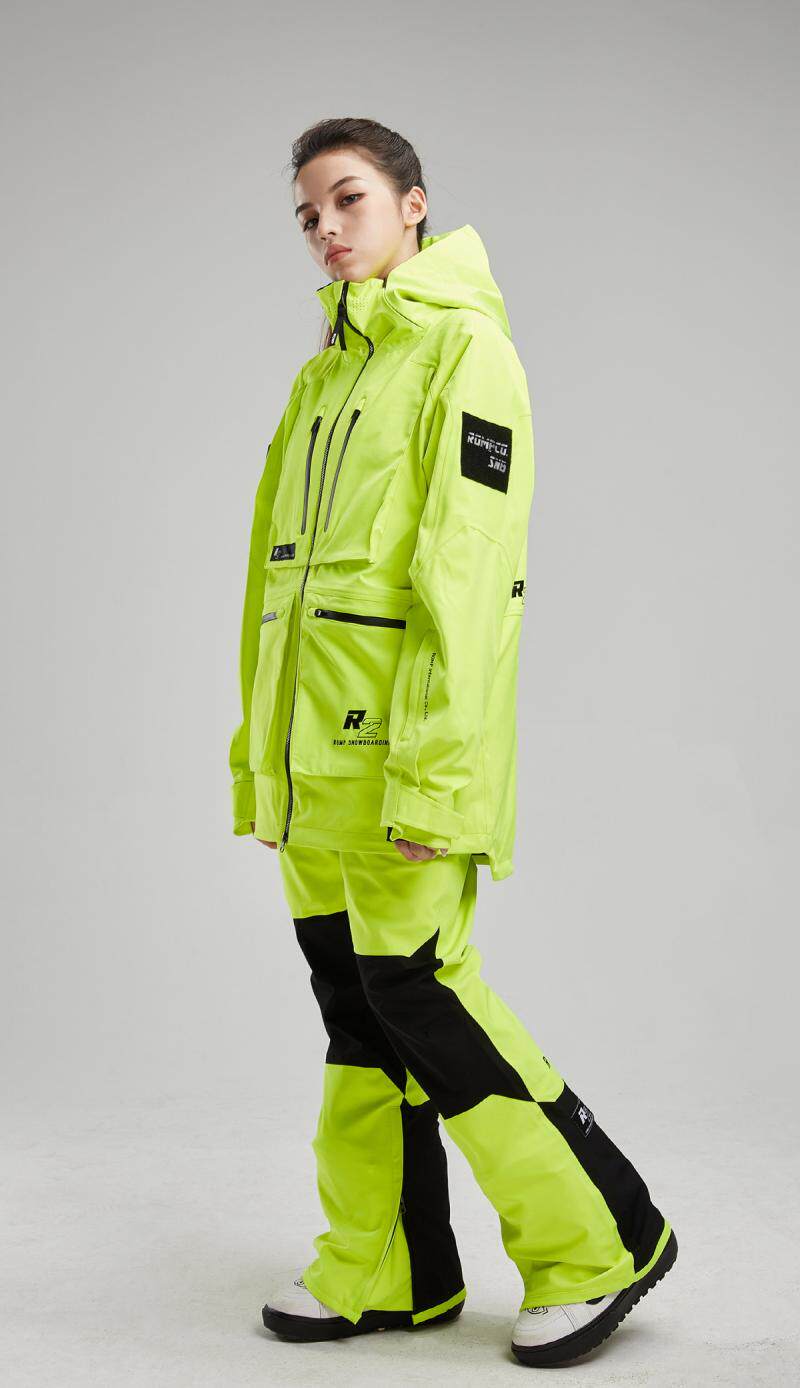 2223romp韩国滑雪服防水防风上衣黄色白色荧光绿色滑雪衣