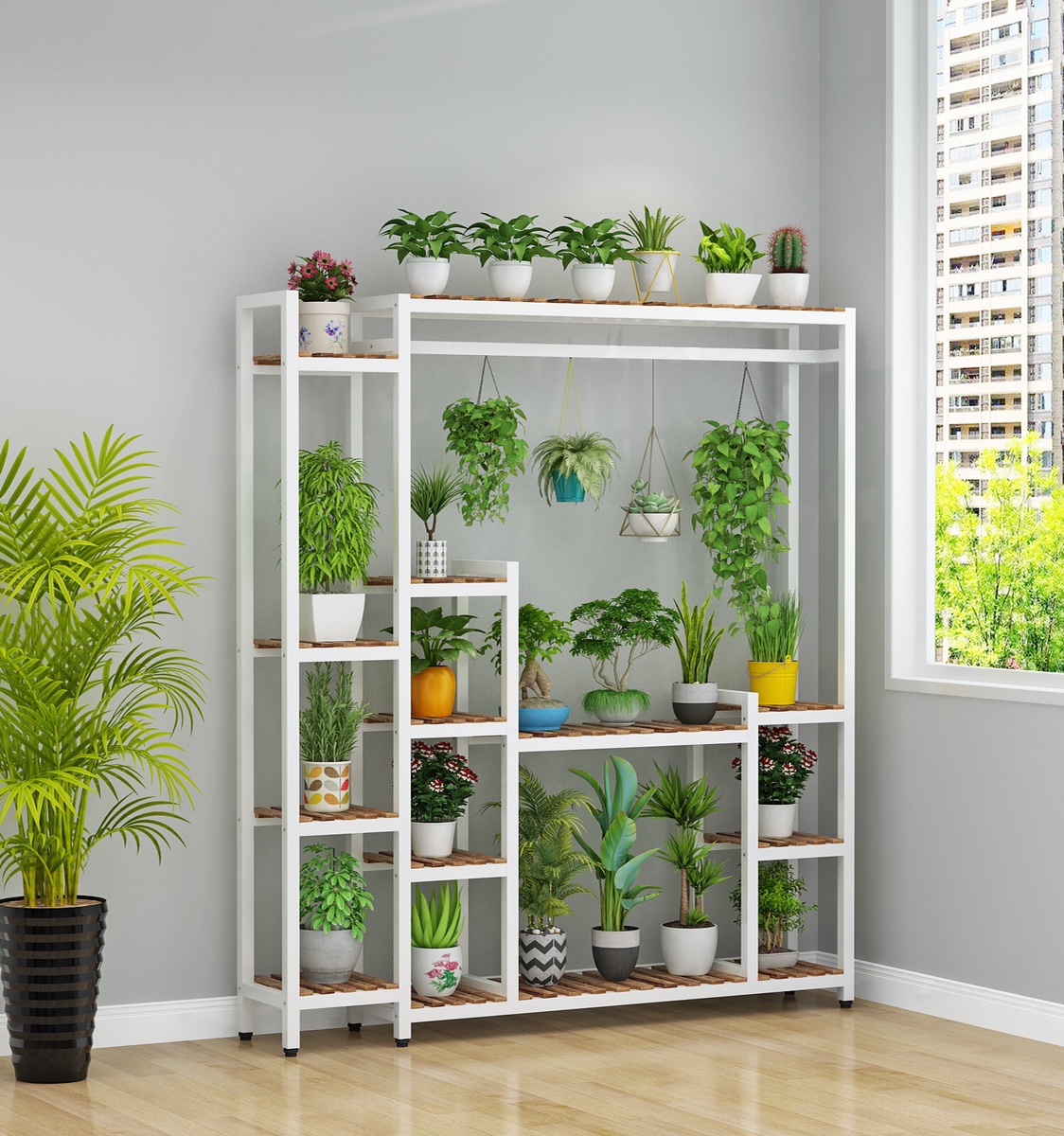 阳台花架花店室内铁艺家用多层置物架客厅落地式花架