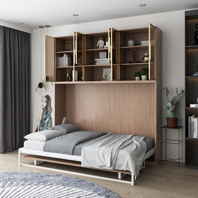 隐形书桌上翻侧翻折叠床单单人壁床多功能翻折折叠床