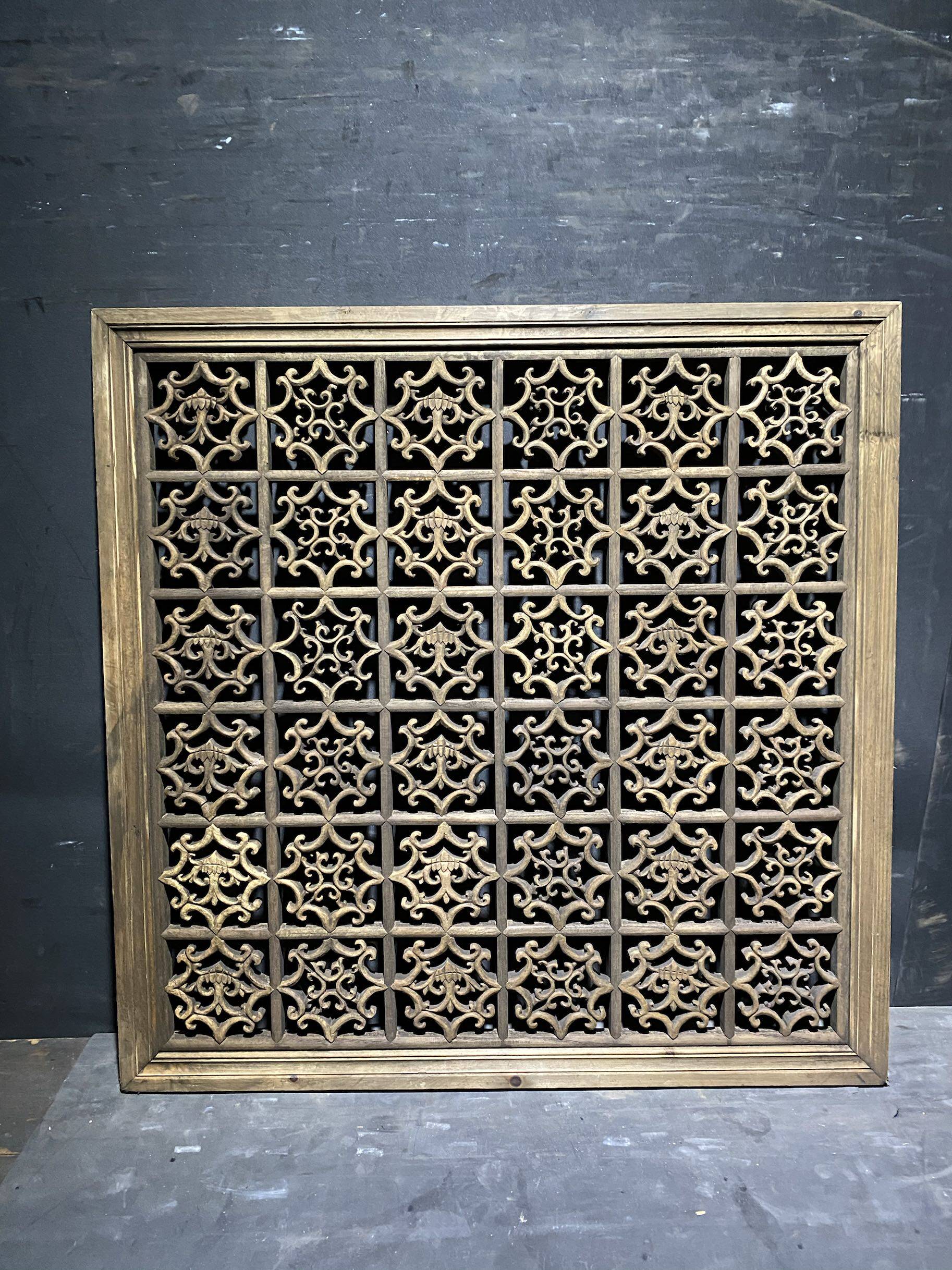 香樟樟木透雕花卉纹老木雕窗花一块通花板