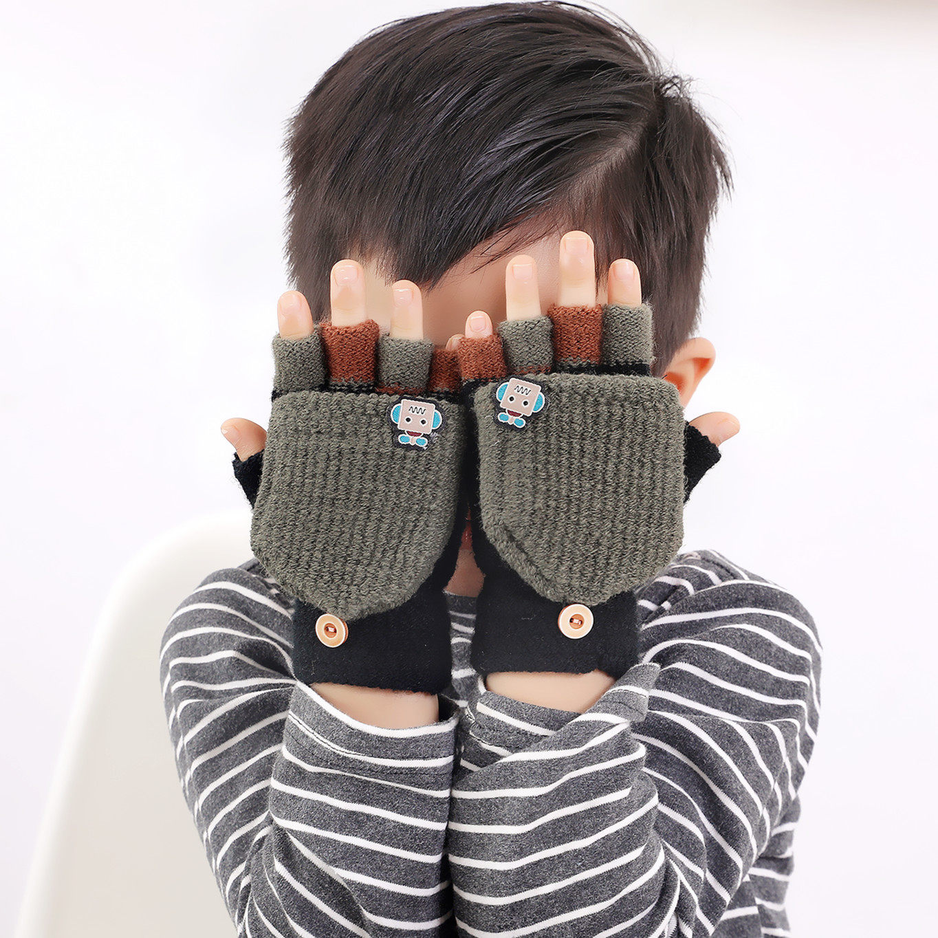 冬季写字女童加厚男孩保暖男童810岁小学生儿童手套