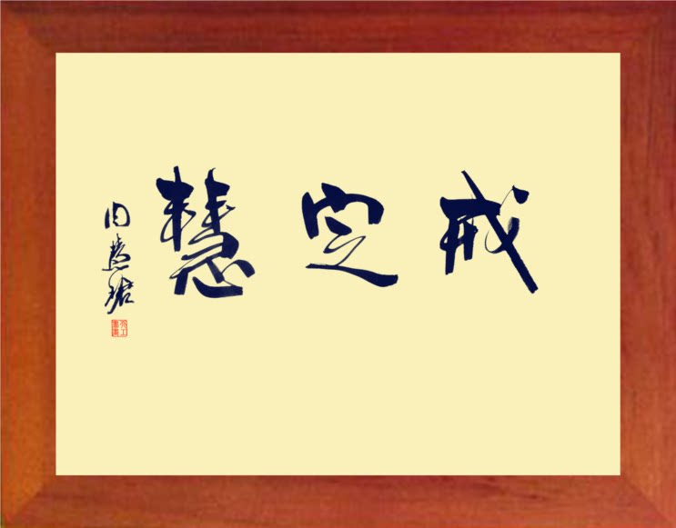 营养书画进口实木有框画挂摆件勤修戒定慧熄灭贪嗔痴4款