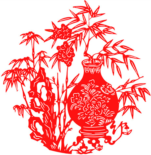 剪纸20cm梅兰竹菊窗花孔雀孔雀花花鸟红色作品特色剪纸