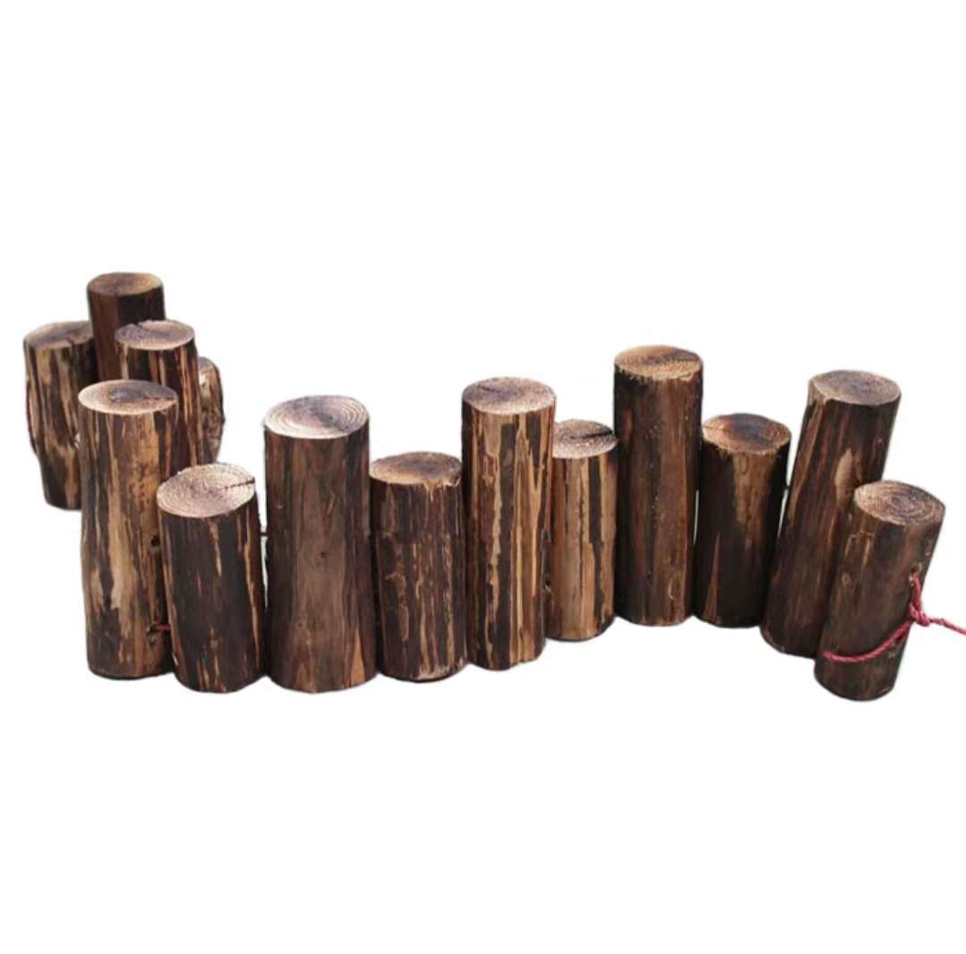 栅栏围栏护栏装饰连木圆形碳化防腐大型篱笆