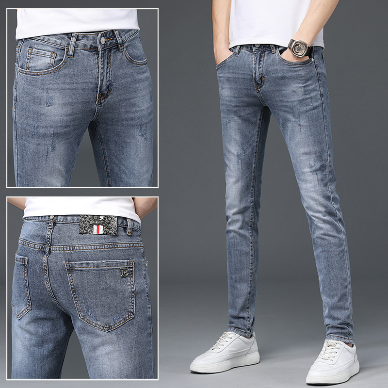 香港潮牌牛仔裤男修身直筒秋季新款裤子男韩版潮流高端品质长裤子