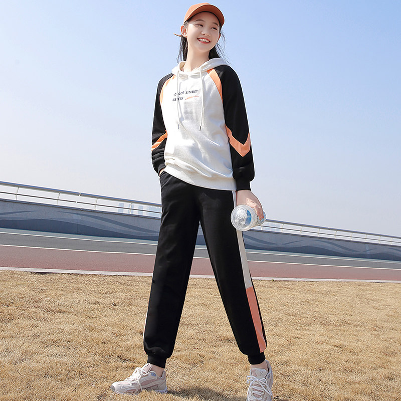 初中生春装套装12岁15岁中学生少女春季两件件套休闲运动套装