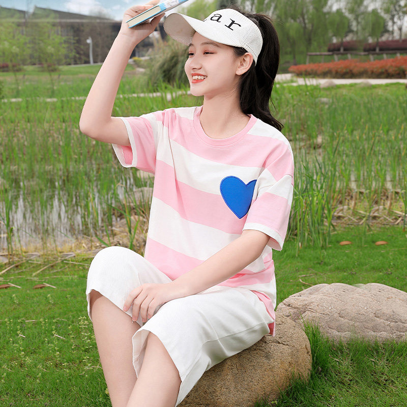 初中生夏装套装女13岁中学生运动装纯棉夏季宽松两件套高中生休闲