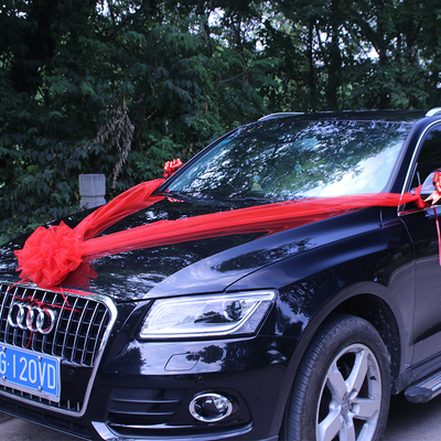 创航新款婚车装饰用品副婚车纱球装饰花车婚庆车队副婚车装饰套餐