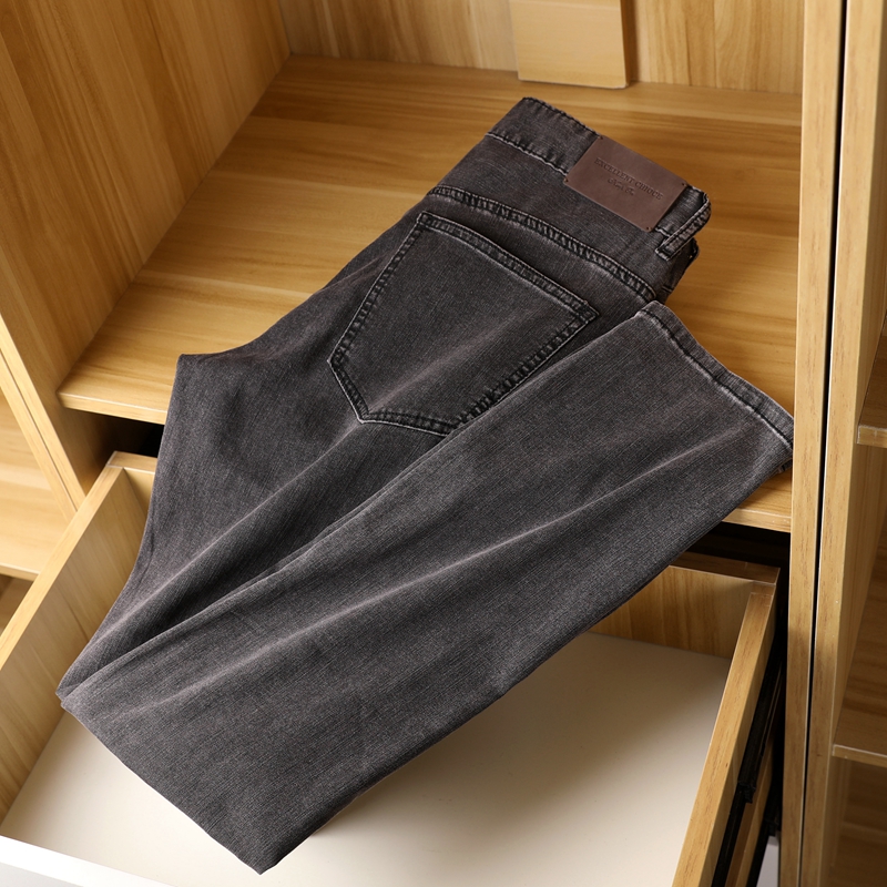 上班也可以穿 薄款简约商务休闲男士牛仔裤 修身直筒弹性男装裤子