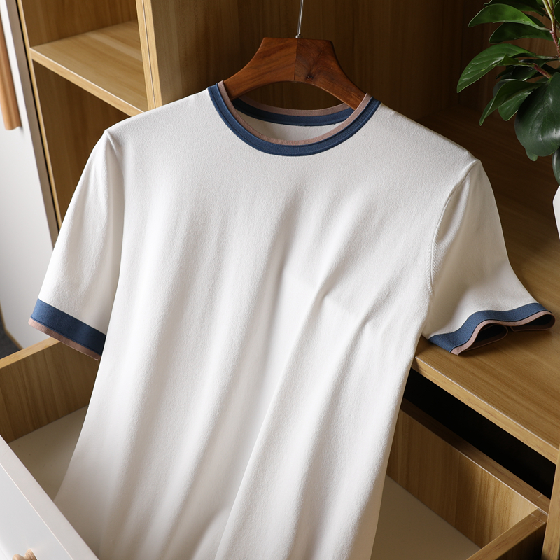 精细做工伊力特 夏季新款男士商务休闲短袖圆领T恤 修身弹性半袖