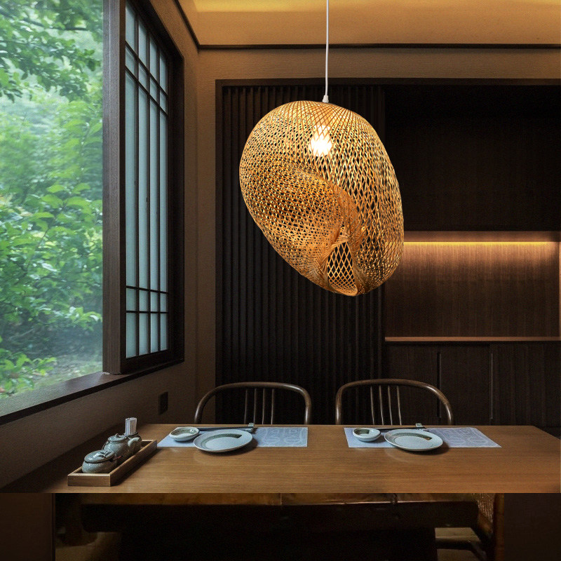 艺竹灯笼竹编灯罩民宿灯饰中式灯具创意餐厅客厅吊灯