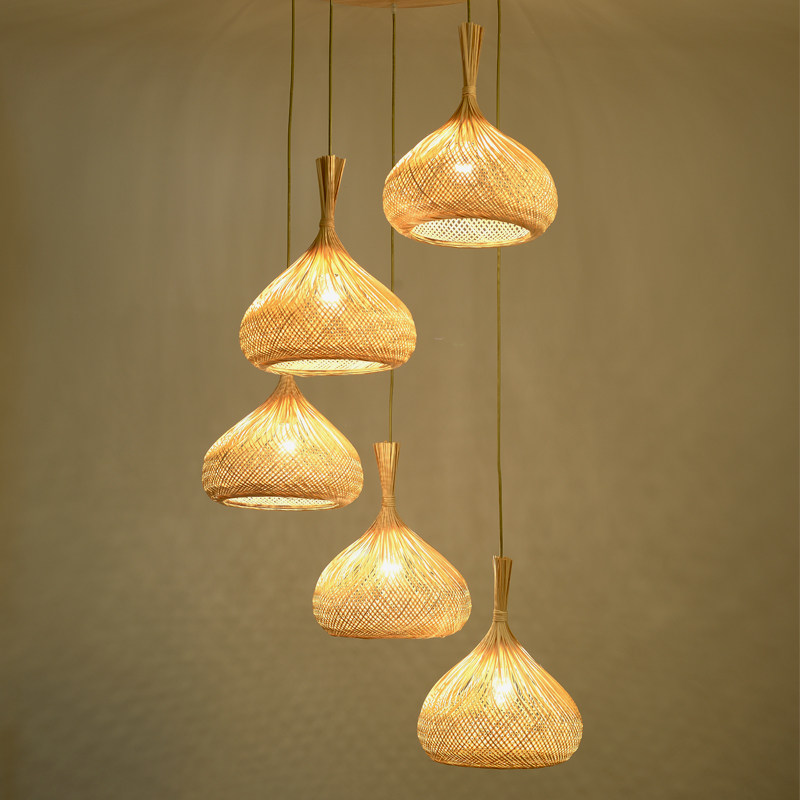中式吊灯民宿茶室创意竹编竹艺灯具个性现代简约客厅吊灯