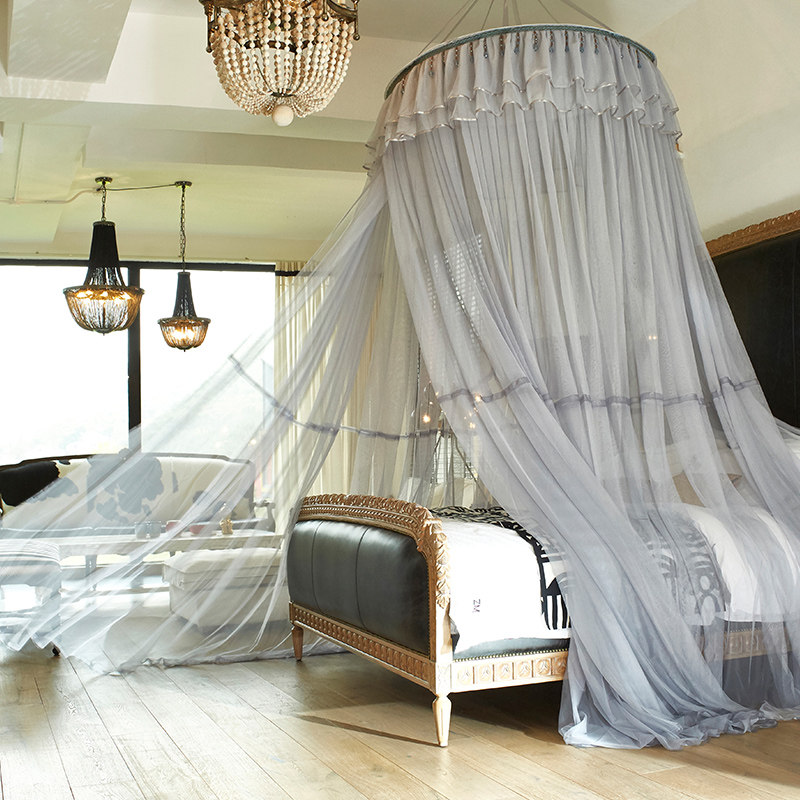 免安装吊顶蚊帐圆顶公主风家用卧室落地圆床1.5m床幔1.8米2.0纹帐